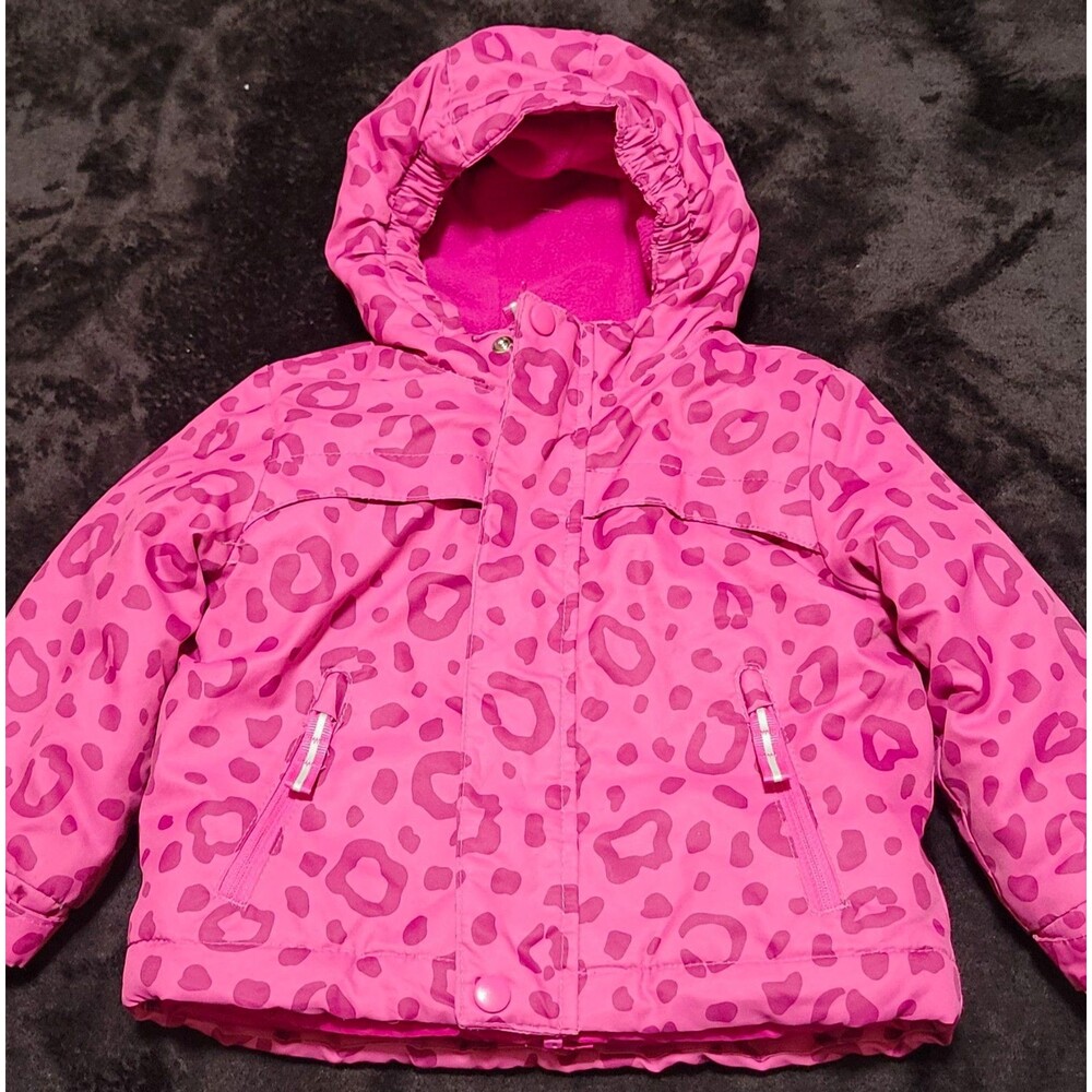 Cat & Jack Baby Girls 18 Month Pink Leopard Print Hooded Lined Jacket 2 Piece